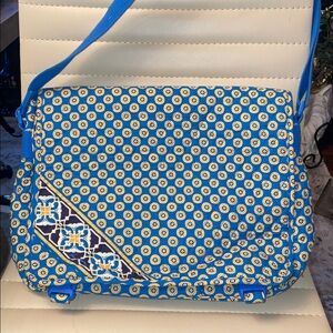 Vera Bradley Blue and Yellow Quilted Messenger Bag